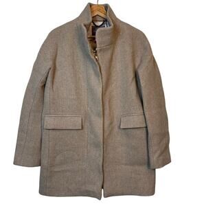 J Crew Stadium Cloth Nello Gori womens Coat Size 2 Tan wool blend Work Travel